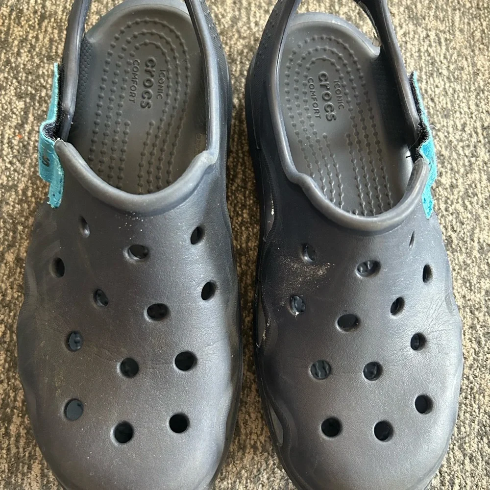 Crocs Size J2 Navy Blue Swiftwater Wave‎ Sandals